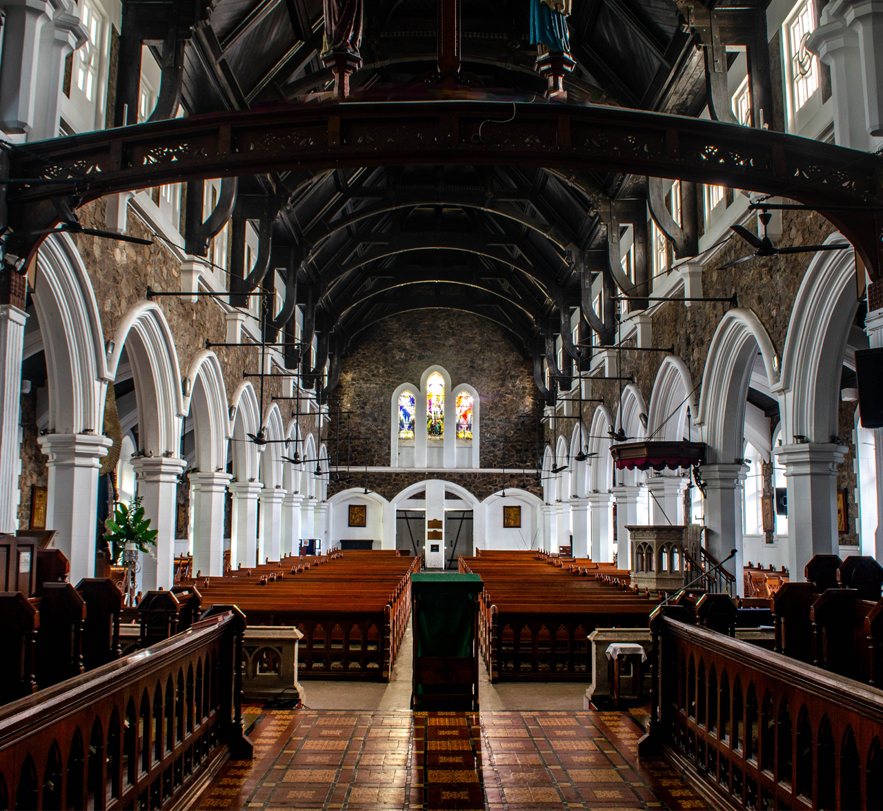 Church interior prepared for a special occasion